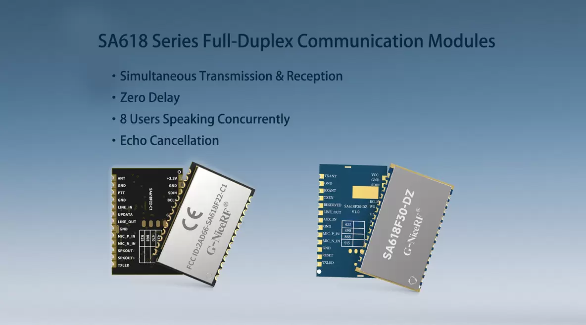 SA618 Full-Duplex Intercom Module:  Simultaneous transmission and reception with zero latency, the preferred choice for professional communications
