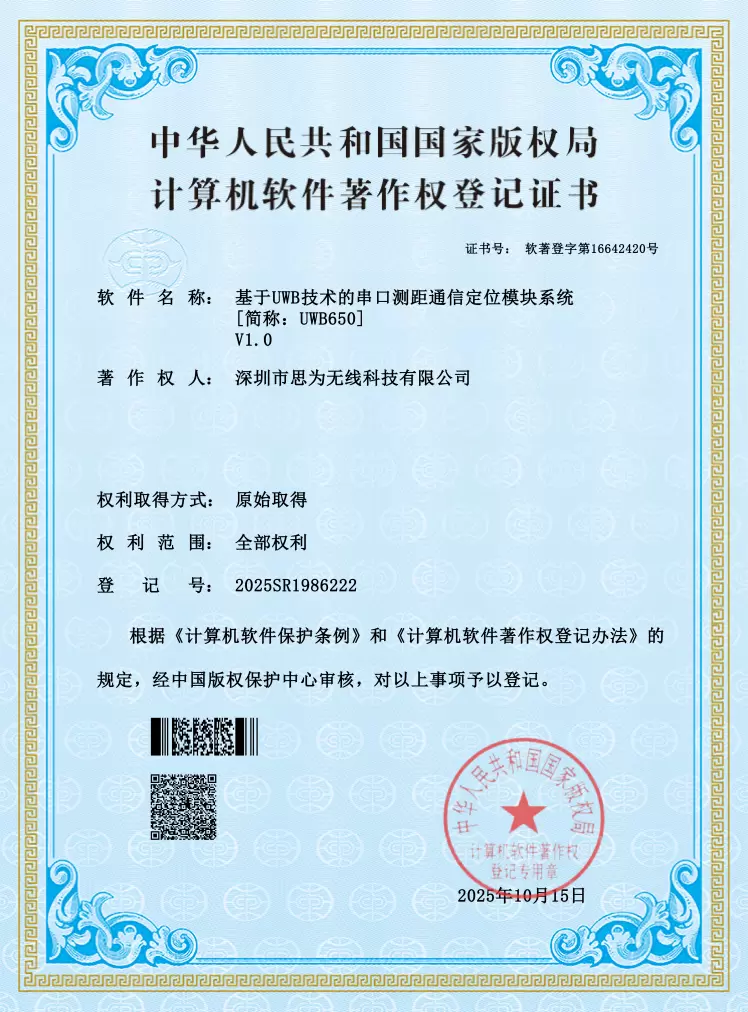 Official software copyright certificate for NiceRF's 