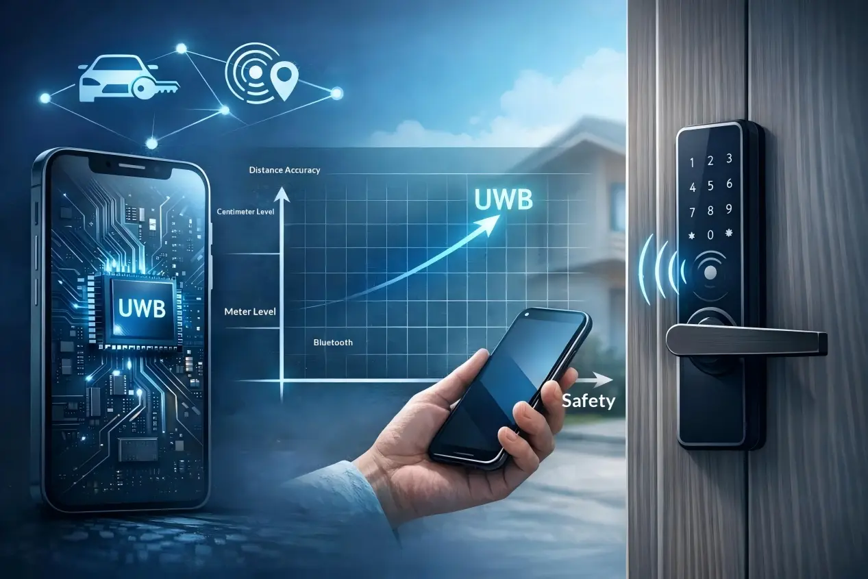 UWB smart lock concept with smartphone ranging