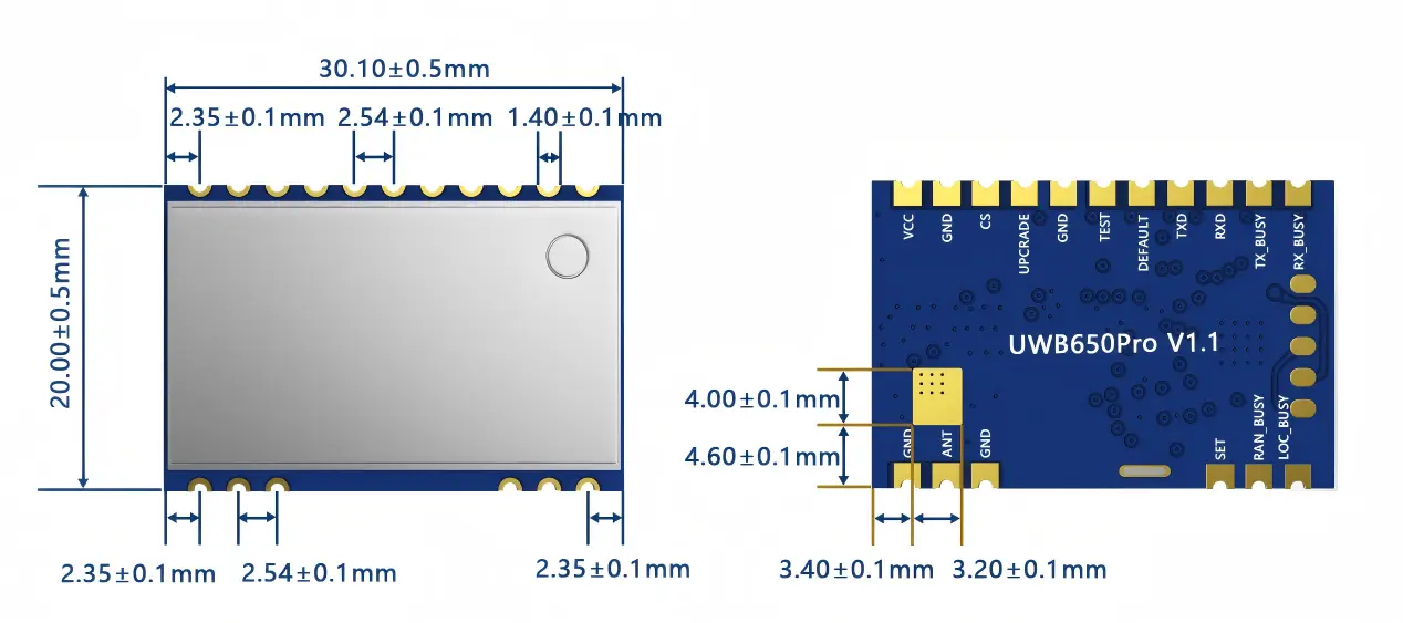 UWB650Pro module size drawing