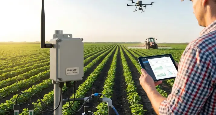 A terminal that integrates a G-NiceRF digital two-way radio module, used for on-site communication in smart agriculture.