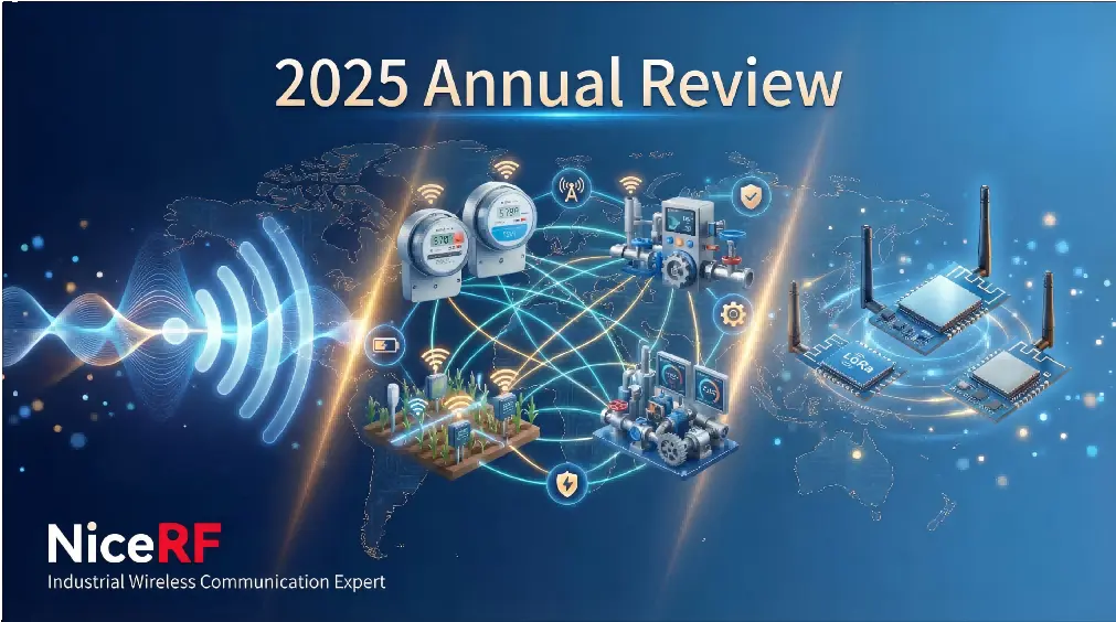 Industrial wireless communication application scenarios including smart metering, agriculture, and LoRa modules