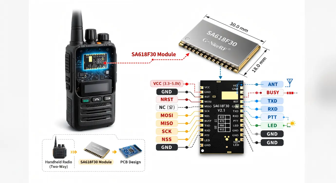 SA618 Handheld Radio Product Concept Diagram