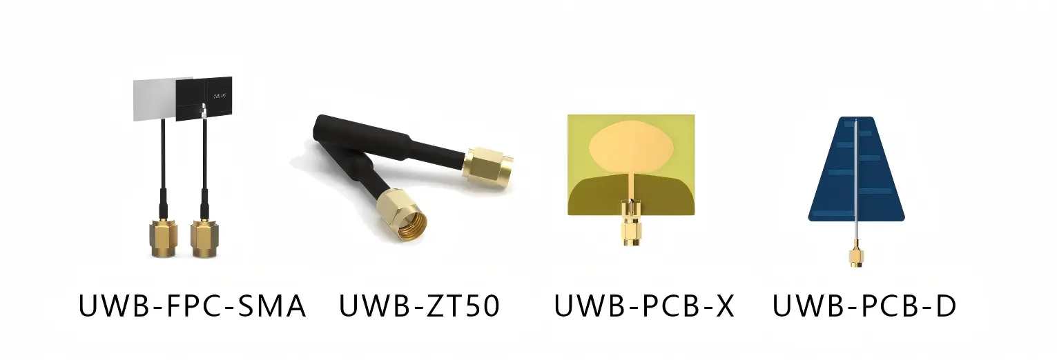 UWB653Pro antenna options: PCB, rod (UWB-ZT50), and FPC types